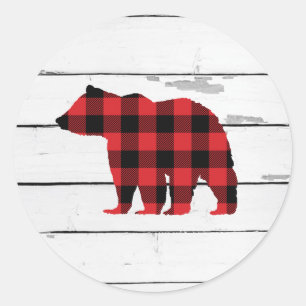 Bear Buffalo Check Pattern Cabin Stickers