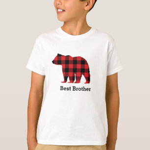 Bear Buffalo Check Pattern Silhouette Kids T-Shirt