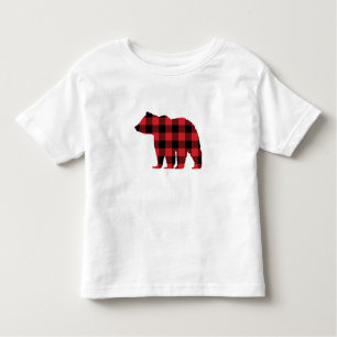 Bear Buffalo Check Pattern Silhouette Toddler T-Shirt