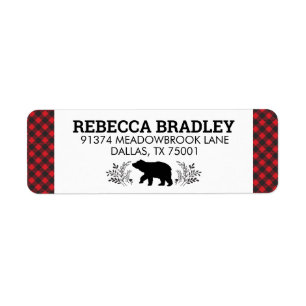 Bear Buffalo Plaid Lumberjack Address Label Return Address Label