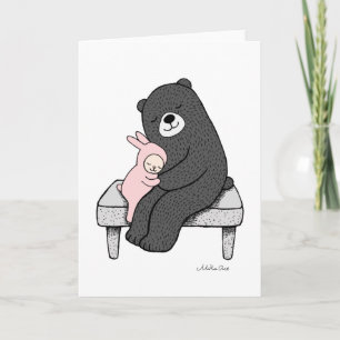Bear & Bunny Greeting Card Bear Bunny Love Art