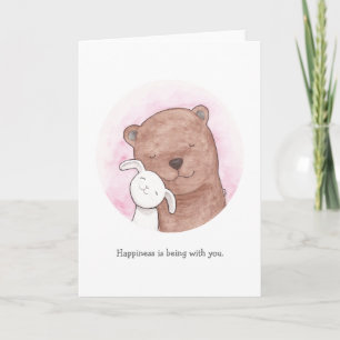 Bear & Bunny I love you Card Cute Happy Love Card