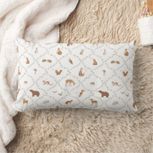 Bear Bunny Rabbit Fox Woodland Animals Forest Kids Lumbar Cushion