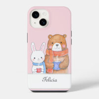Bear Bunny Warm Drink Cute Personalized with name
