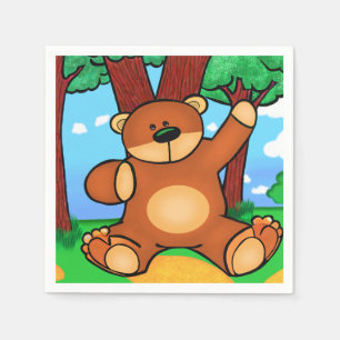 Bear Cardboard Plates in Prairie - Bear in Napkin