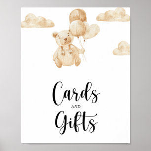 Bear cards and gifts baby shower poster