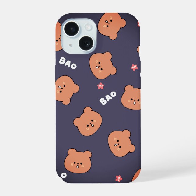 Bear, Cartoon, Background iPhone 15 Case (Back)