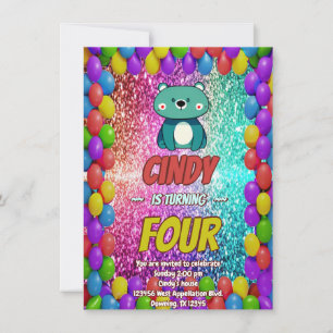 Bear Cartoon birthday invite for kids