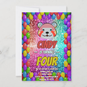 Bear Cartoon birthday invite for kids
