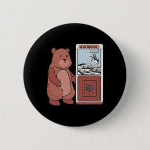 Bear Catching Salmon Funny Claw Crane Game Bear Lo 6 Cm Round Badge