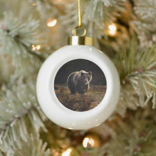 Bear Ceramic Ball Christmas Ornament