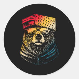 Bear Cheese Grater Hat Sunglasses Classic Round Sticker