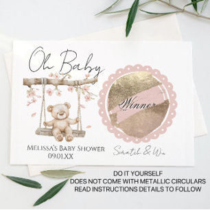 Bear Cherry Blossom Baby Shower DIY Scratch Card