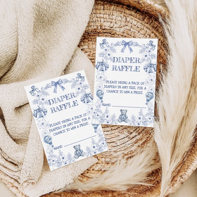 Bear Chinoiserie Floral Baby Shower Diaper Raffle Enclosure Card (Creator Uploaded)