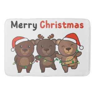 Bear Christmas Animals Bears Merry Christmas Bath Mat