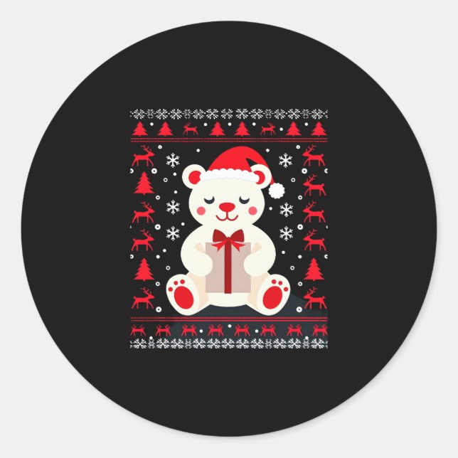 Bear Christmas Christmas (1) Classic Round Sticker (Front)