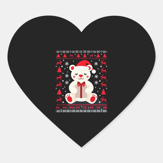 Bear Christmas Christmas (1) Heart Sticker (Front)