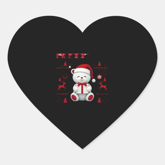 Bear Christmas Christmas (2) Heart Sticker (Front)