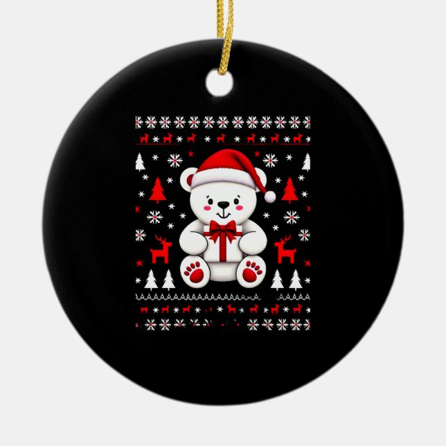 Bear Christmas Christmas (3) Ceramic Ornament (Front)