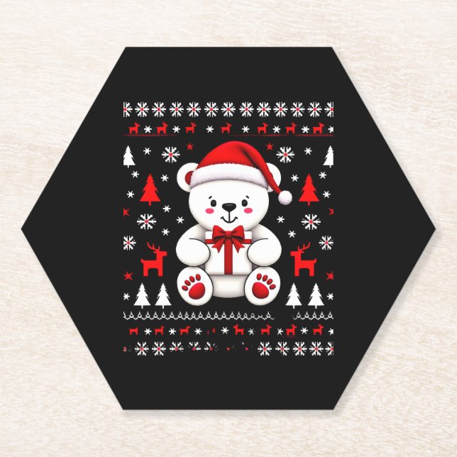 Bear Christmas Christmas (3) Paper Coaster (Front)