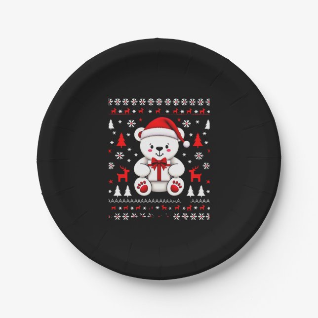 Bear Christmas Christmas (3) Paper Plate (Front)