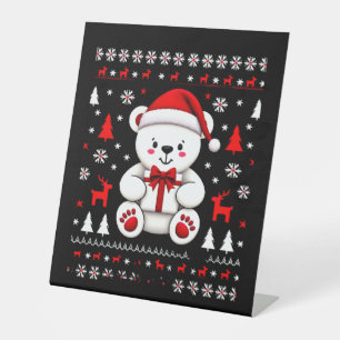 Bear Christmas Christmas (3) Pedestal Sign