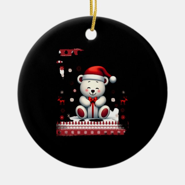 Bear Christmas Christmas (4) Ceramic Ornament (Front)
