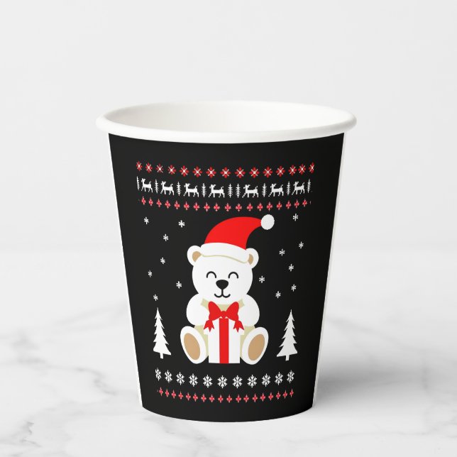 Bear Christmas Christmas (4) Paper Cups (Front)