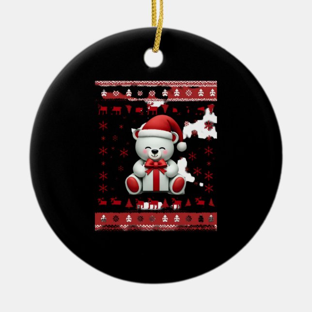 Bear Christmas Christmas (5) Ceramic Ornament (Front)
