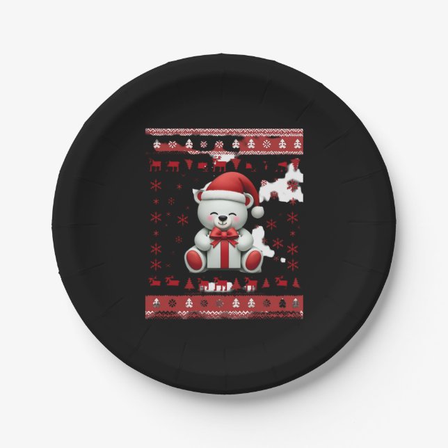 Bear Christmas Christmas (5) Paper Plate (Front)