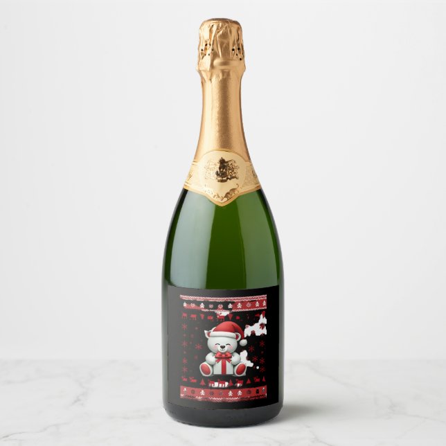 Bear Christmas Christmas (5) Sparkling Wine Label (Front)