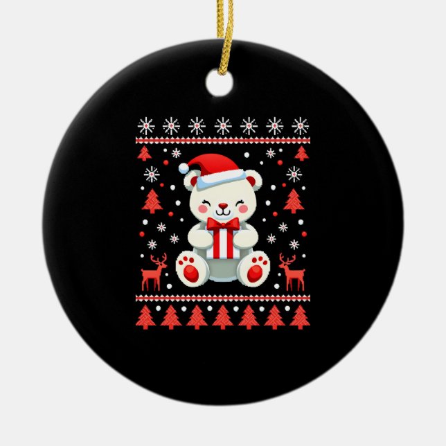 Bear Christmas Christmas (6) Ceramic Ornament (Front)
