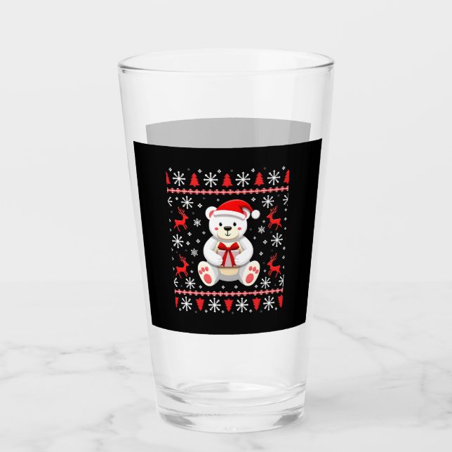 Bear Christmas Christmas Glass (Front)