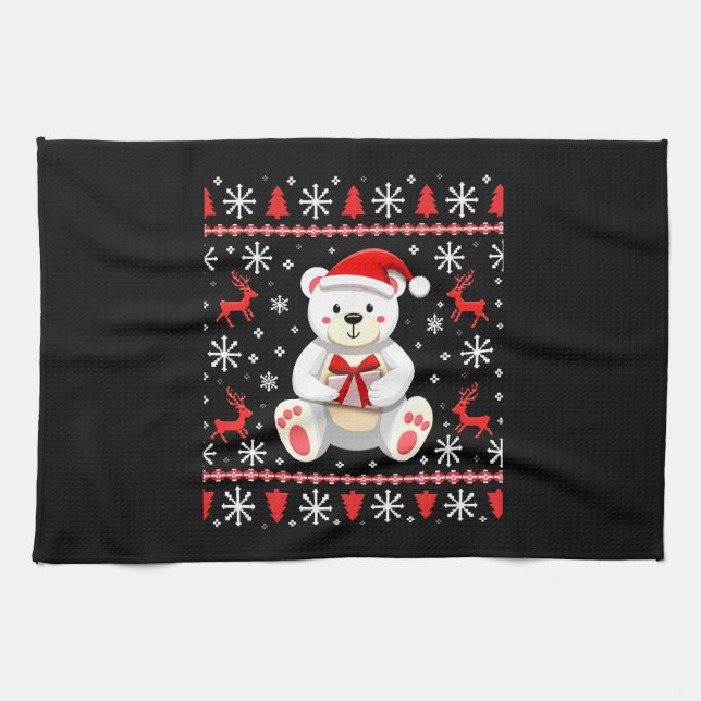 Bear Christmas Christmas Tea Towel (Horizontal)