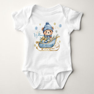 Bear Christmas One First Birthday Winter Baby Bodysuit