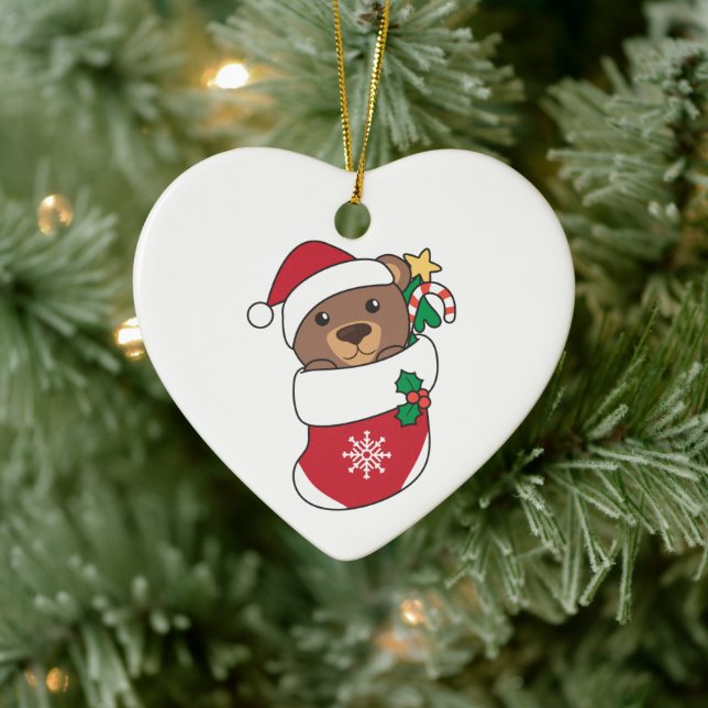 Bear Christmas Snow Winter Animals Bears Ceramic Ornament (Tree)