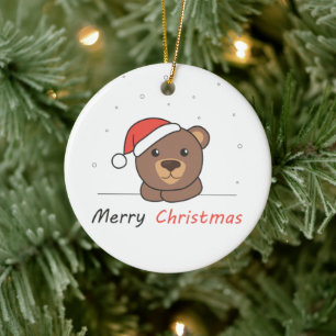 Bear Christmas Snow Winter Animals Bears Ceramic Ornament