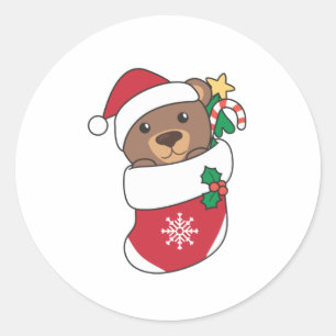 Bear Christmas Snow Winter Animals Bears Classic Round Sticker
