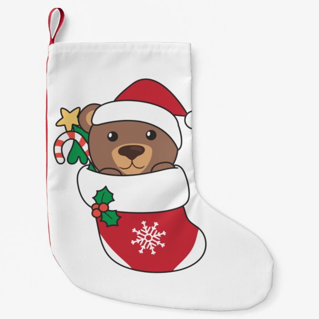 Bear Christmas Snow Winter Animals Bears Small Christmas Stocking (Front)