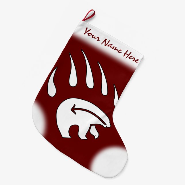Bear Christmas Stocking Tribal Bear Claw Stocking (Front (Hanging))