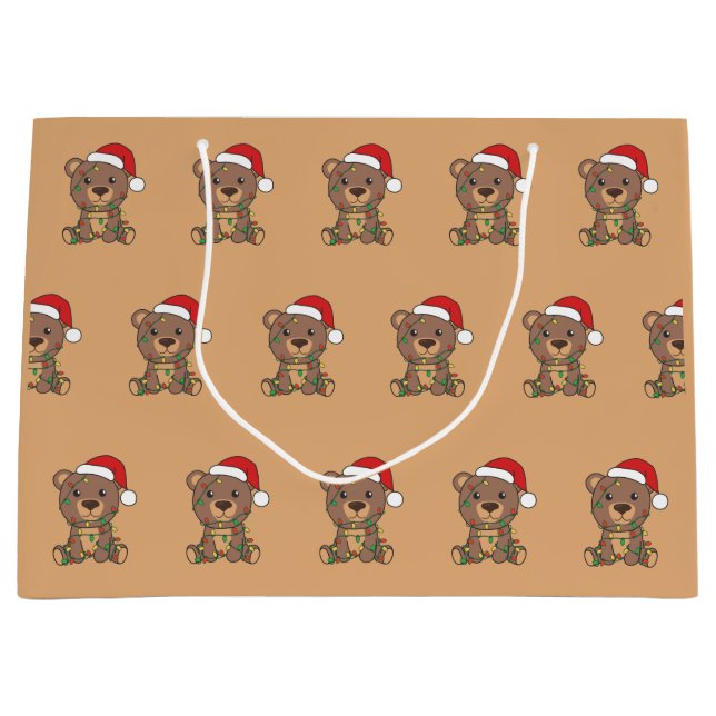 Bear Christmas Winter Animals Bears Large Gift Bag (Front)