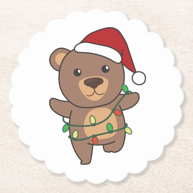Bear Christmas Winter Animals Bears Paper Coaster (Front)