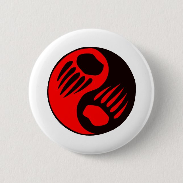 Bear Claw Yin Yang 6 Cm Round Badge (Front)