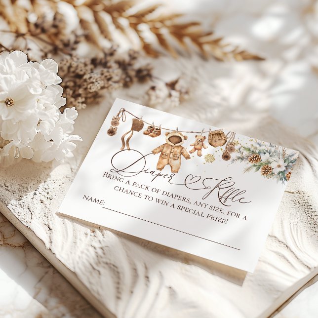 Bear ClothestLine Cold Outside Baby Shower Diaper Enclosure Card (Creator Uploaded)