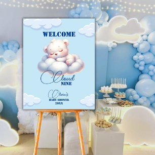 Bear cloud nine Baby Shower Welcome Sign