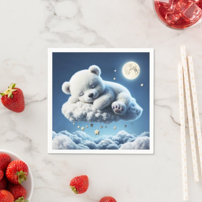 Bear clouds sleeping moon animal dream napkin (Insitu)