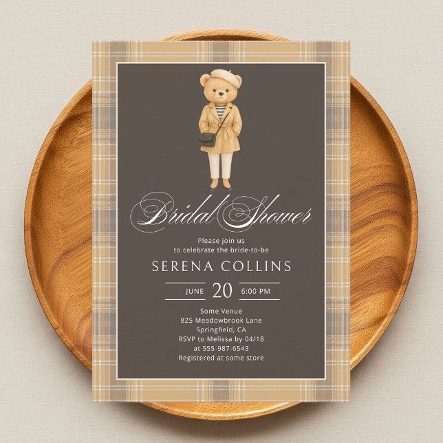 Bear Club Neutral Beige Fall Bridal Shower Invitation (Creator Uploaded)