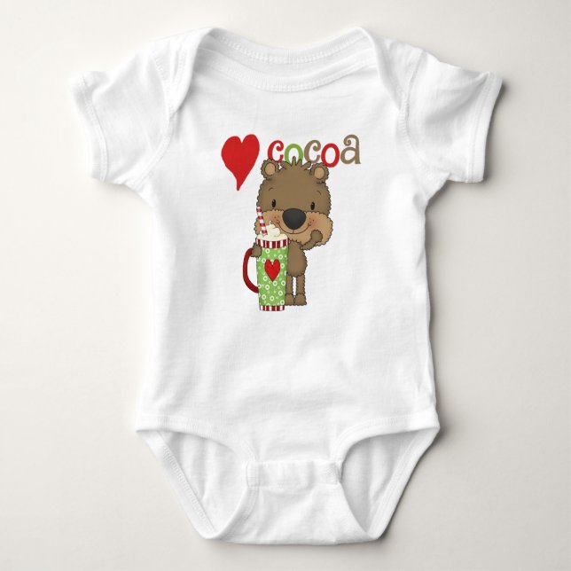 Bear Cocoa Love Holiday Baby Bodysuit (Front)