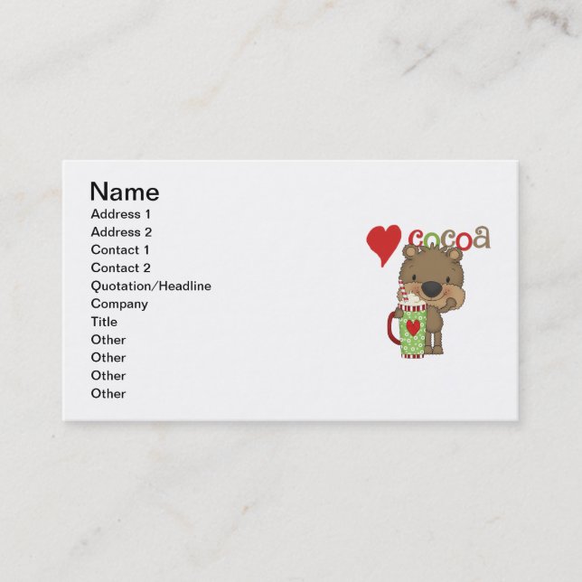 Bear Cocoa Love Holiday Business Card (Front)