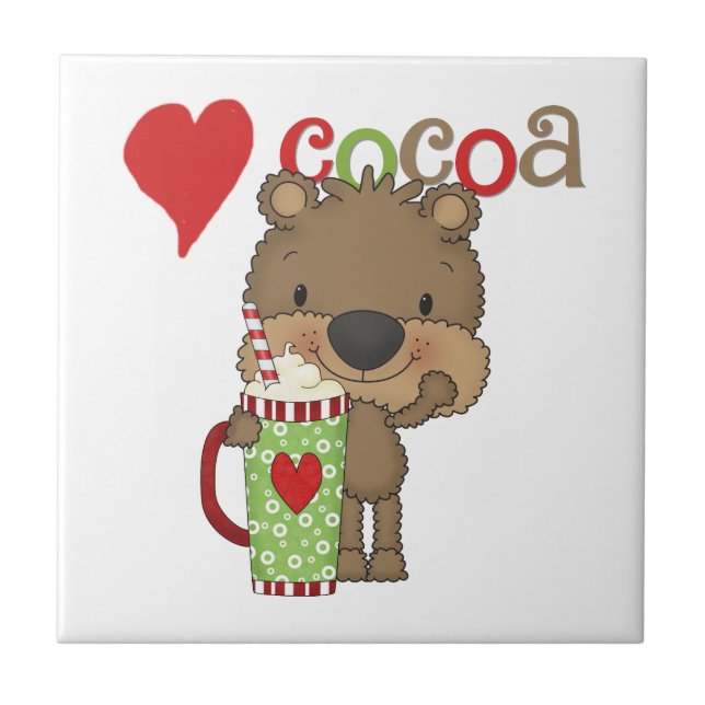 Bear Cocoa Love Holiday Ceramic Tile (Front)